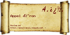 Appel Áron névjegykártya