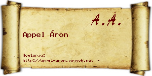 Appel Áron névjegykártya